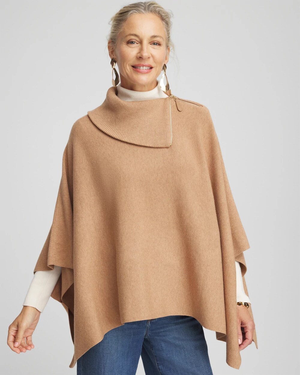 Zipper Poncho Sweater main image 1